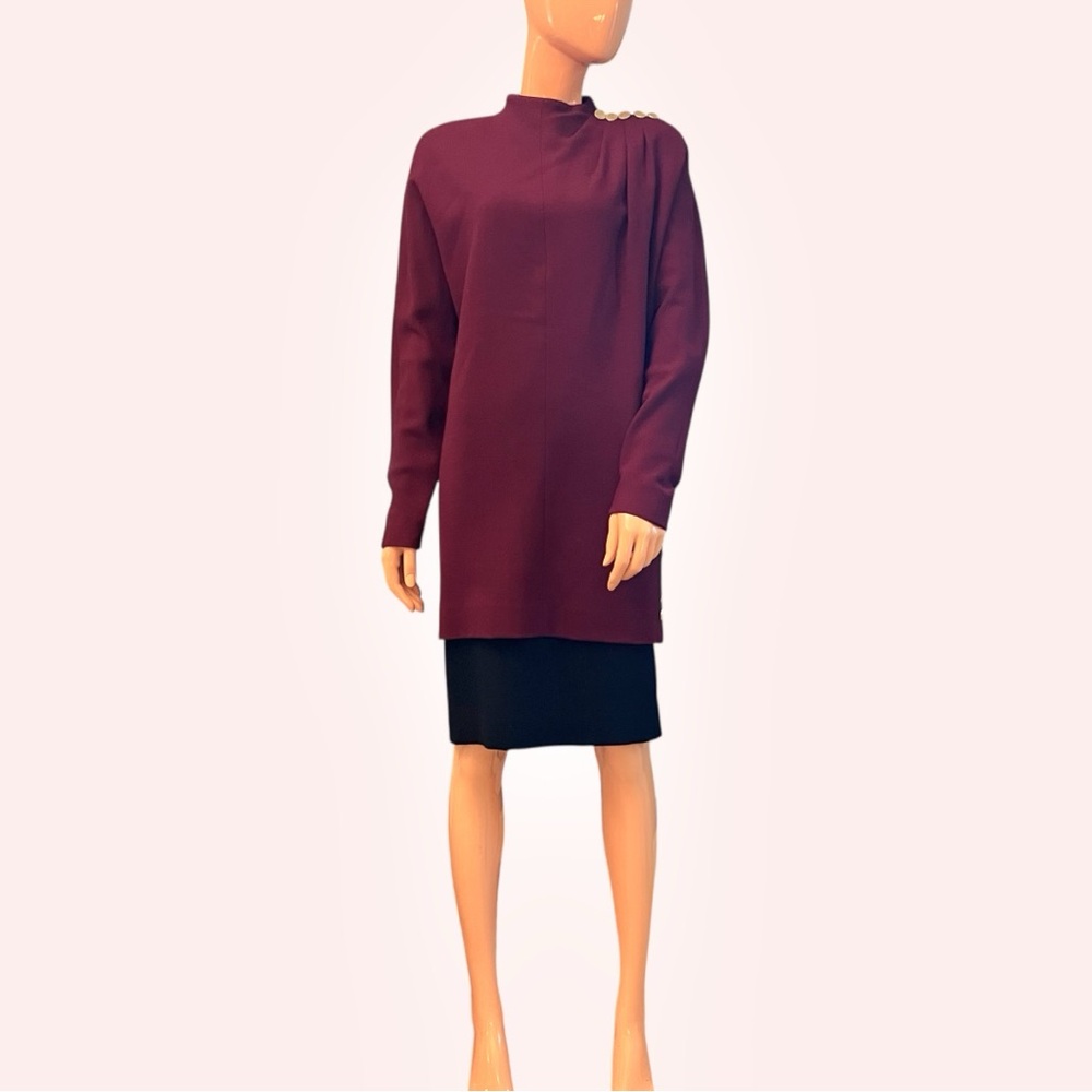 JONES NEW YORK Wool Crepe Tunic Look Shift Dress